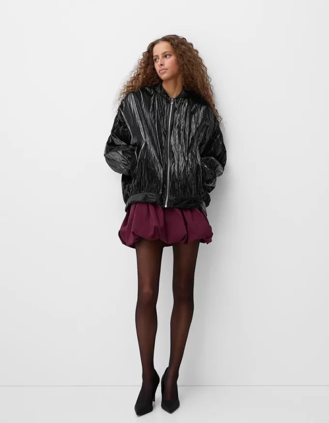 Bomber effetto lucido con stampa over