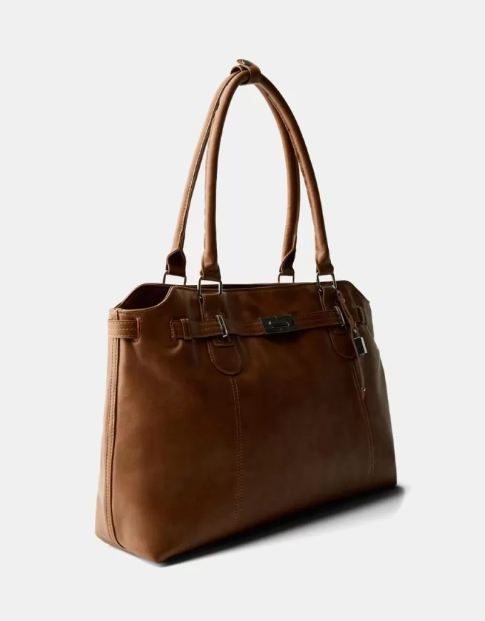 Borsa effetto pelle con perline