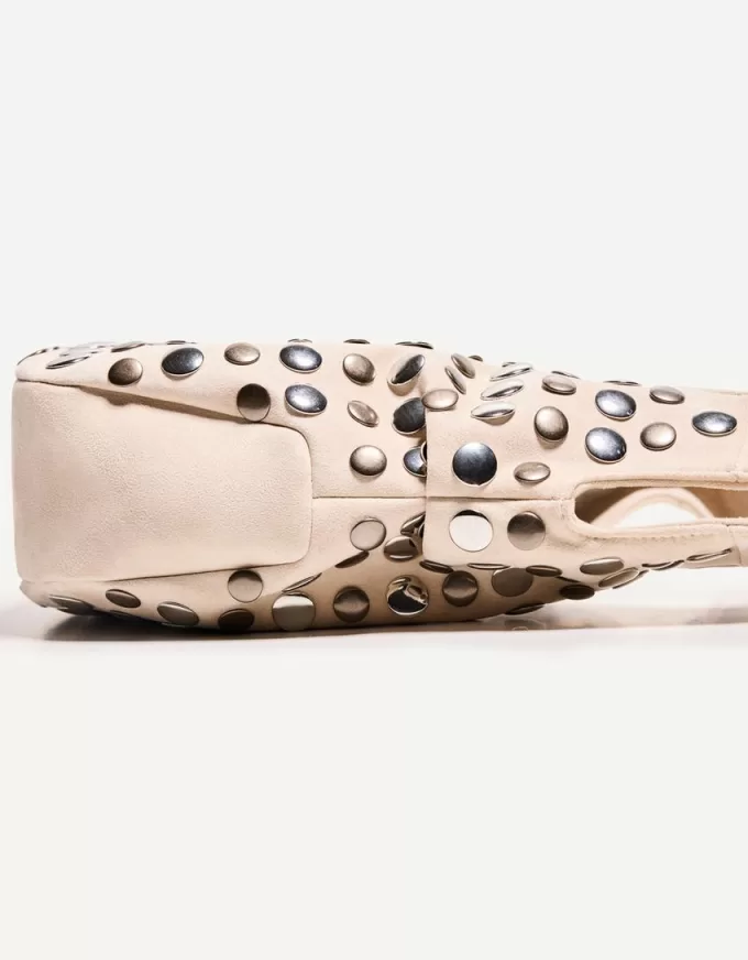 Borsa in finta pelle scamosciata borchiata