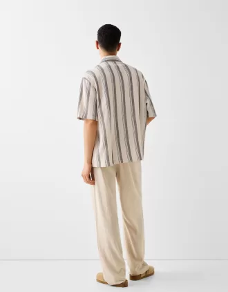 Camicia a maniche corte a righe rustiche