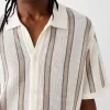 Camicia a maniche corte testurizzata a righe
