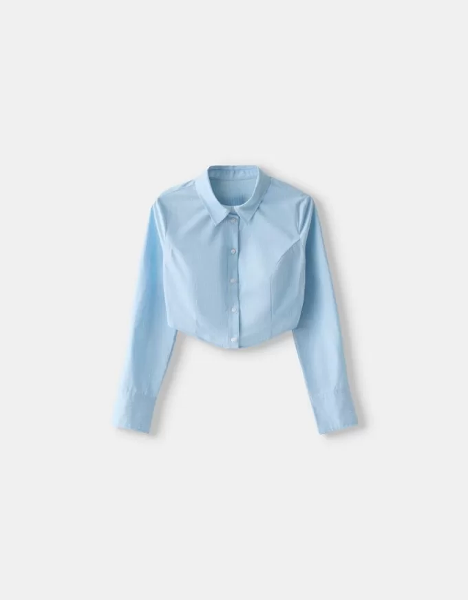 Camicia aderente a righe con maniche lunghe