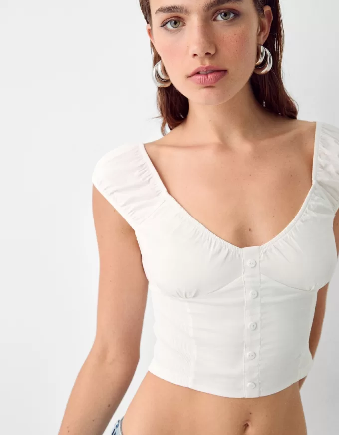 Camicia cropped con bottoni