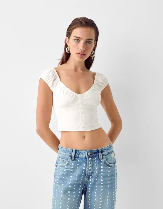 Camicia cropped con bottoni