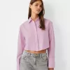 Camicia cropped in popeline con taschino