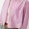 Camicia cropped in popeline con taschino