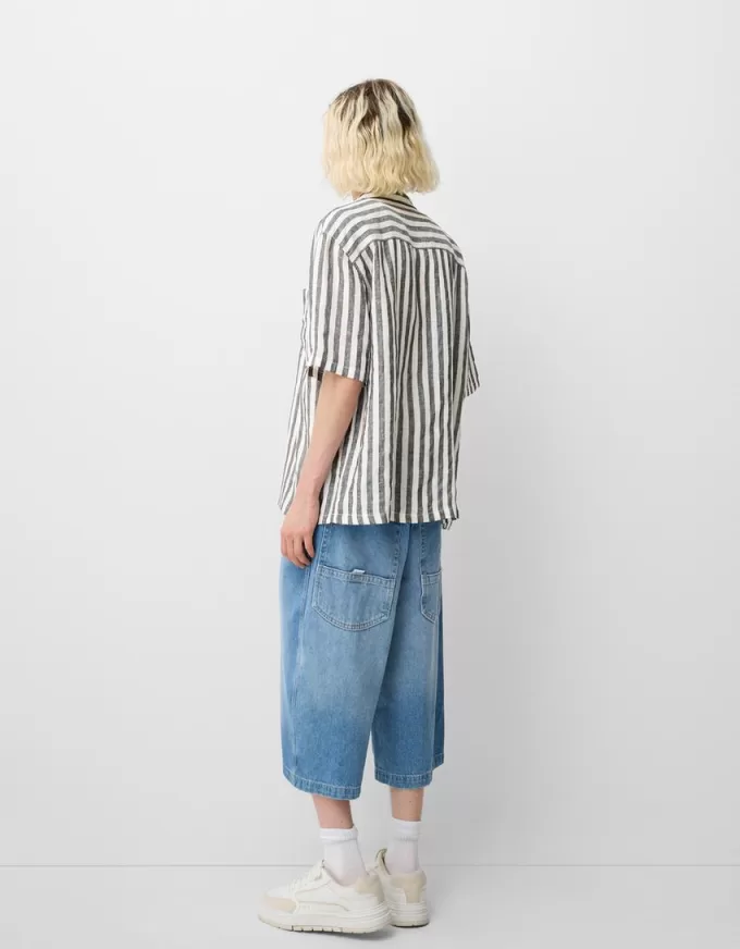 Camicia in misto lino a maniche corte