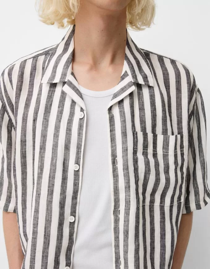 Camicia in misto lino a maniche corte