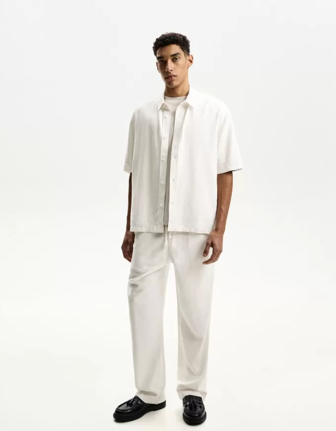 Camicia in misto lino a maniche corte