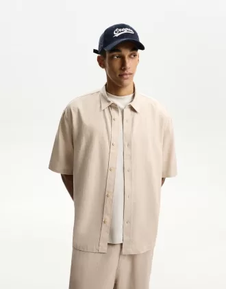Camicia in misto lino a maniche corte