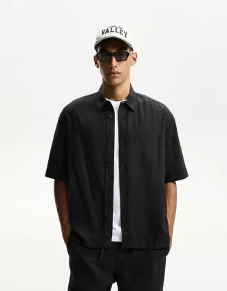 Camicia in misto lino a maniche corte