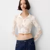 Camicia jacquard cropped