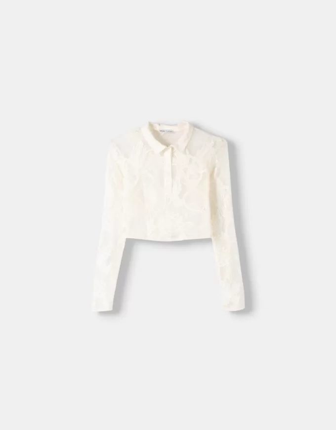 Camicia jacquard cropped