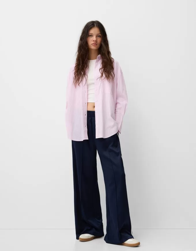Camicia oversize a righe a maniche lunghe