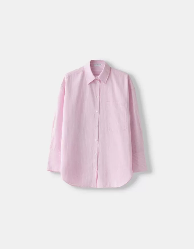 Camicia oversize a righe a maniche lunghe