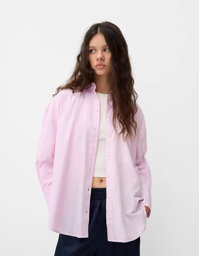 Camicia oversize a righe a maniche lunghe