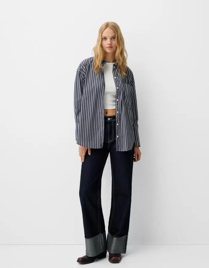 Camicia oversize in popeline