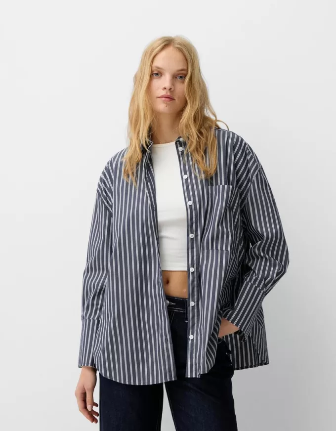 Camicia oversize in popeline