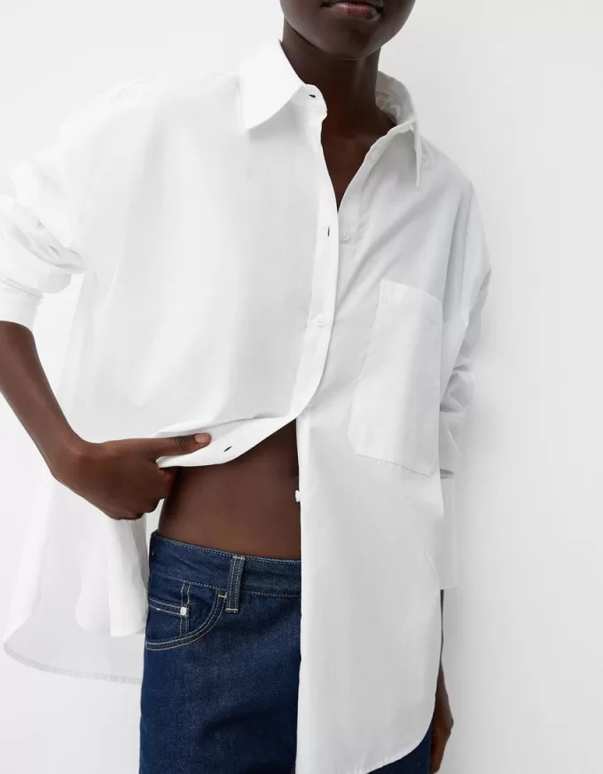 Camicia rustica oversize a maniche lunghe