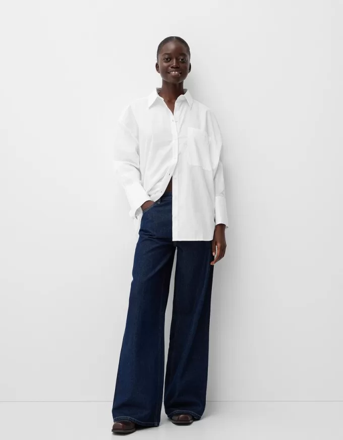 Camicia rustica oversize a maniche lunghe