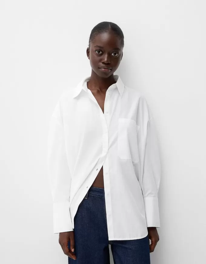 Camicia rustica oversize a maniche lunghe