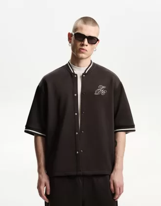 Camicia squadrata a maniche corte ricamata