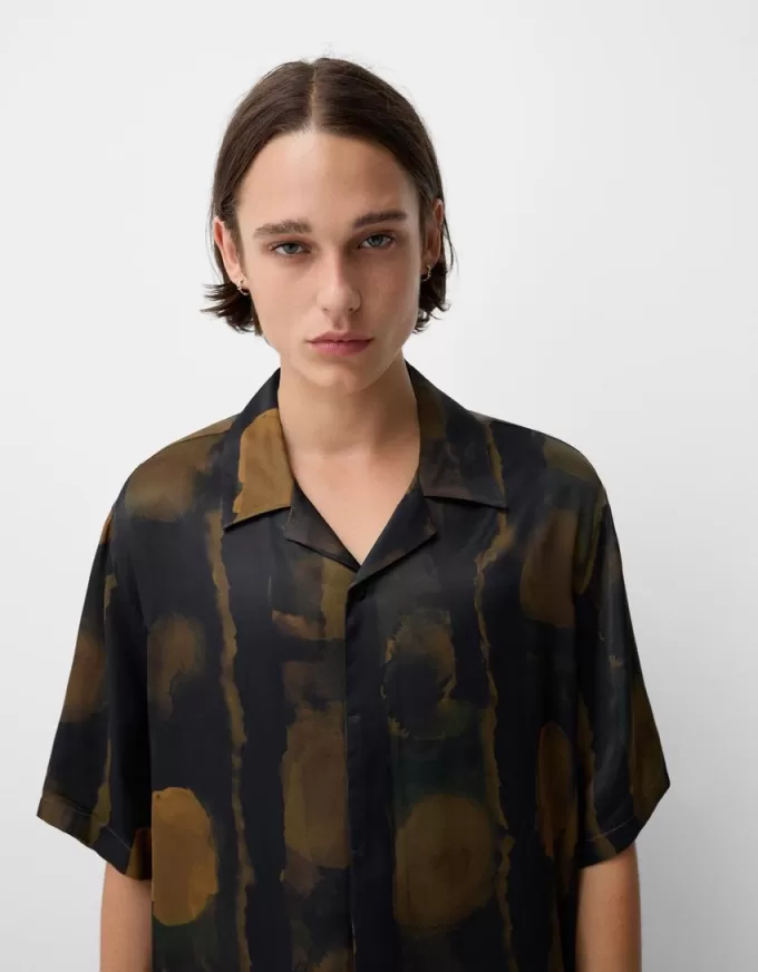 Camicia squadrata stampata a maniche corte