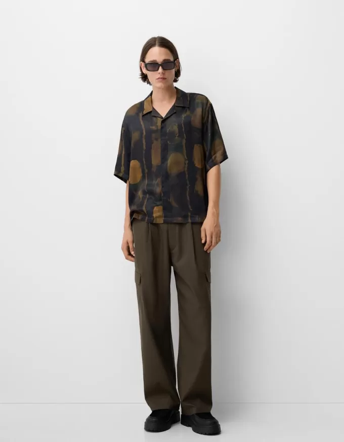 Camicia squadrata stampata a maniche corte