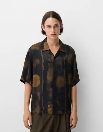 Camicia squadrata stampata a maniche corte