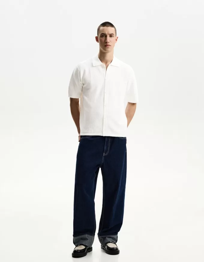 Camicia testurizzata a maniche corte