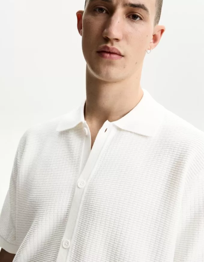 Camicia testurizzata a maniche corte