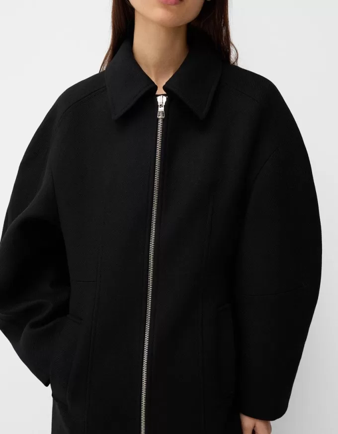 Cappotto lungo in lana Manteco con maniche a sbuffo