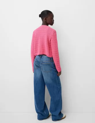 Cardigan girocollo testurizzato