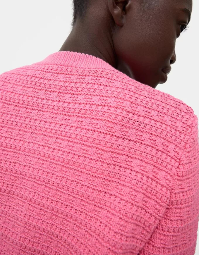 Cardigan girocollo testurizzato