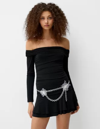 Cintura a catena con fiori trasparenti