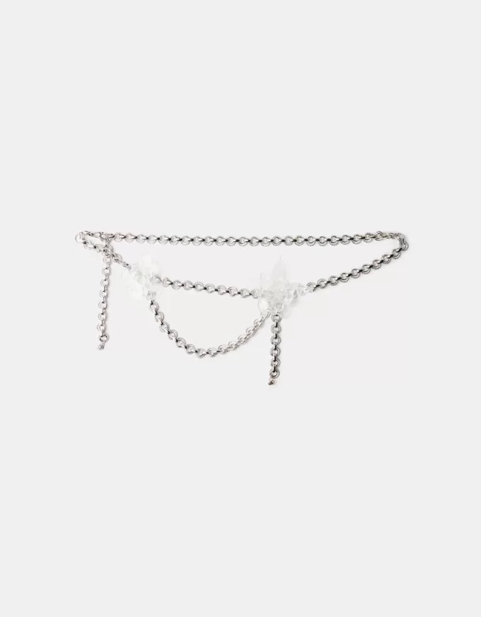 Cintura a catena con fiori trasparenti