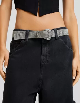 Cintura con fibbia in strass