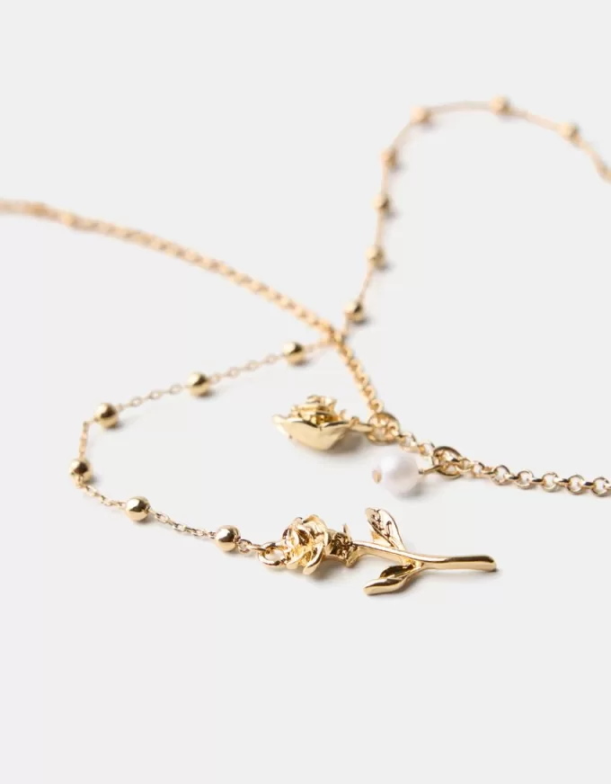 Collana lunga con rose