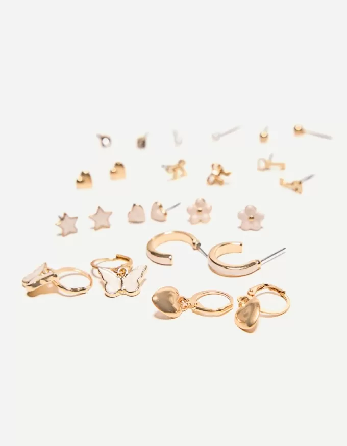 Confezione da 12 orecchini con finitura madreperla