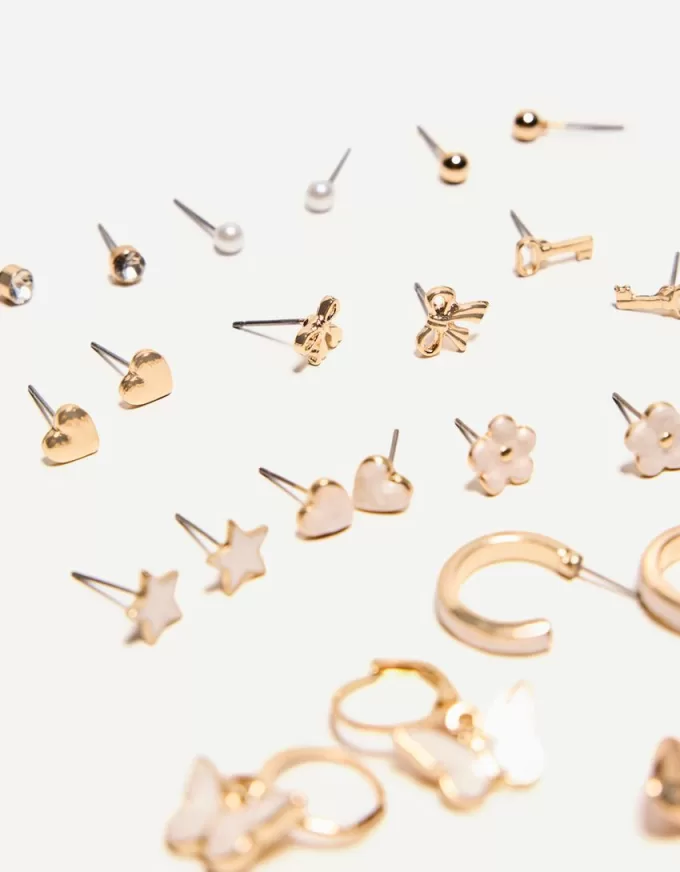 Confezione da 12 orecchini con finitura madreperla