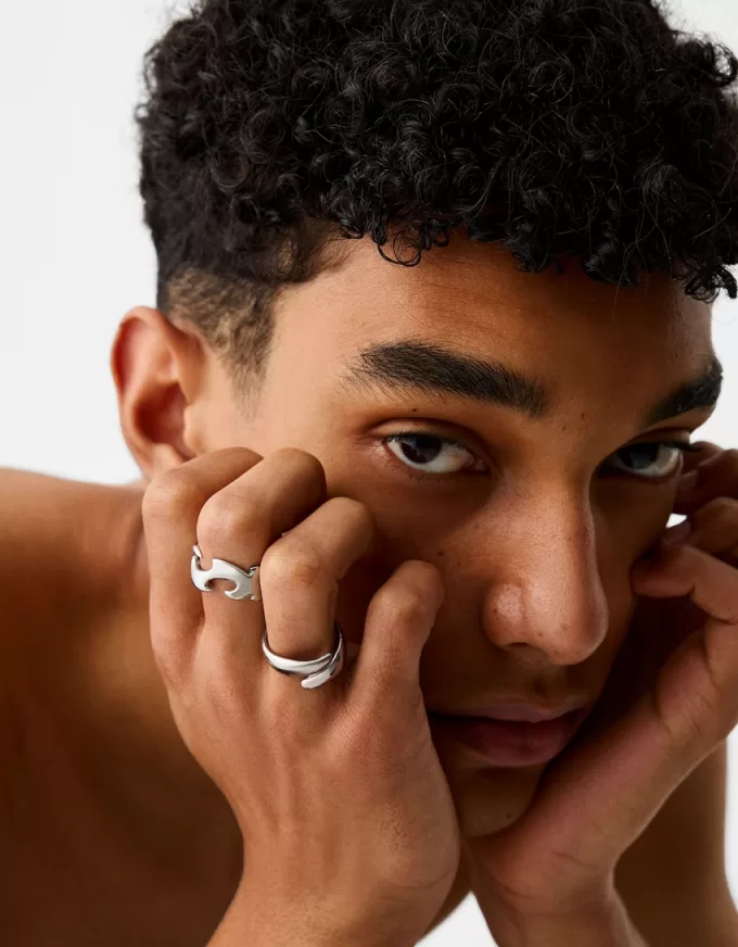 Confezione da 2 anelli in acciaio inox