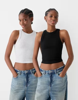 Confezione da 2 magliette a coste senza maniche