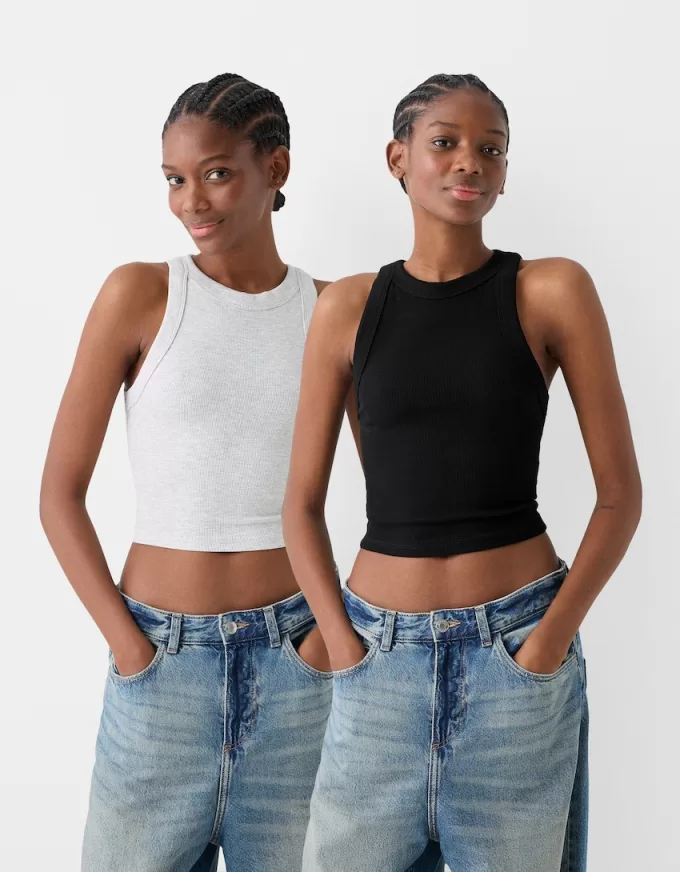 Confezione da 2 magliette a coste senza maniche