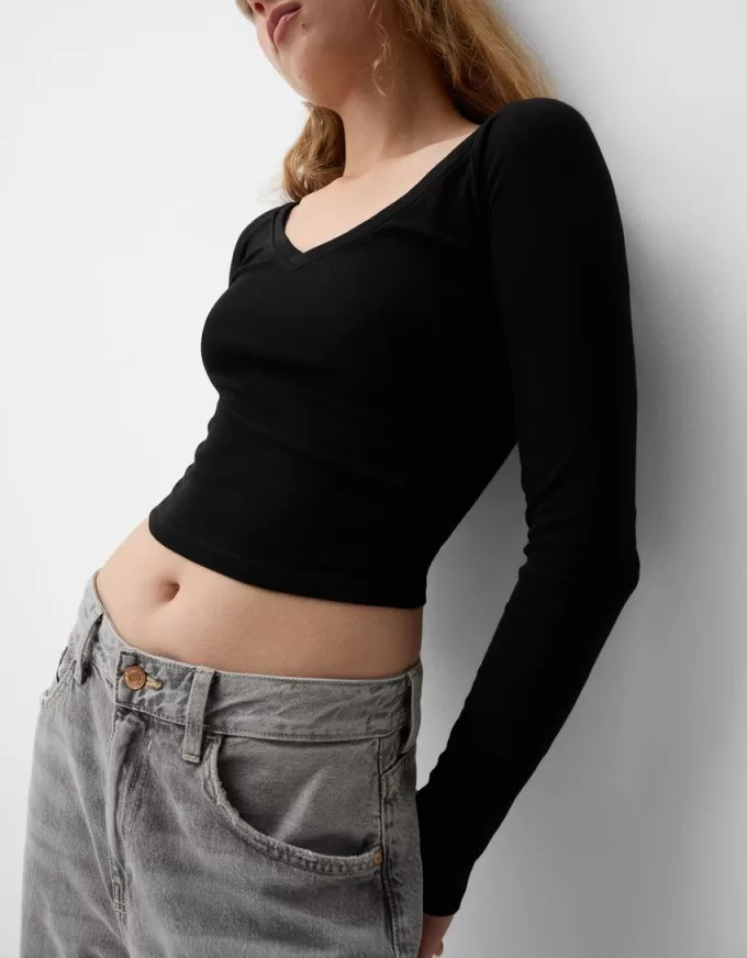 Confezione da 2 magliette a maniche lunghe con scollo a V