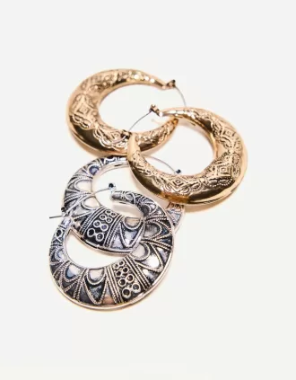 Confezione da 2 orecchini a cerchio boho