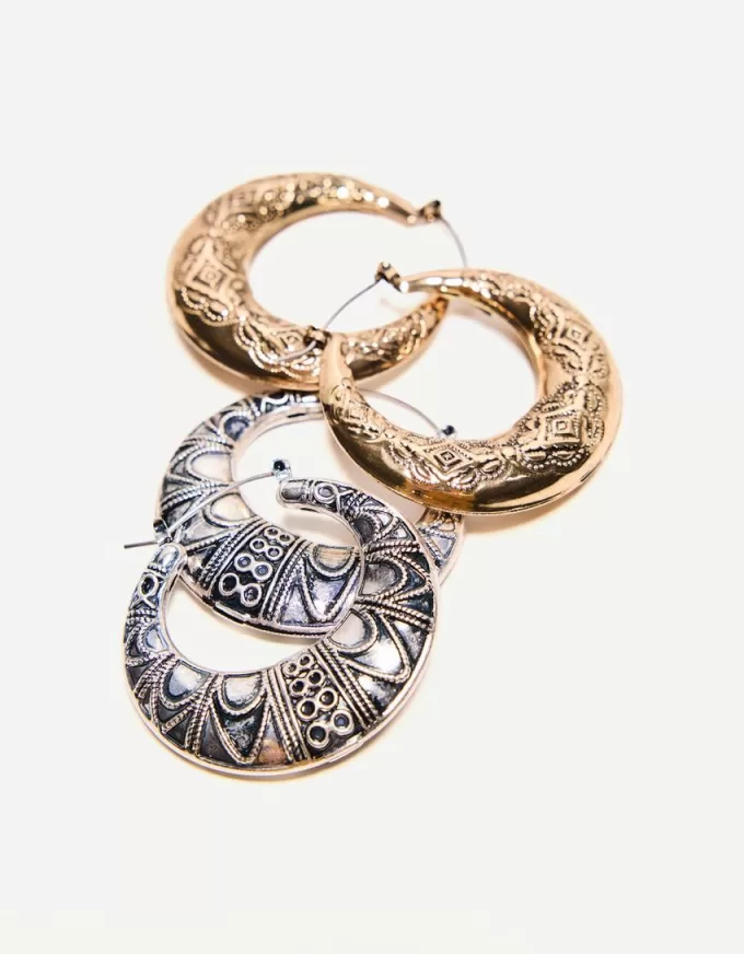 Confezione da 2 orecchini a cerchio boho