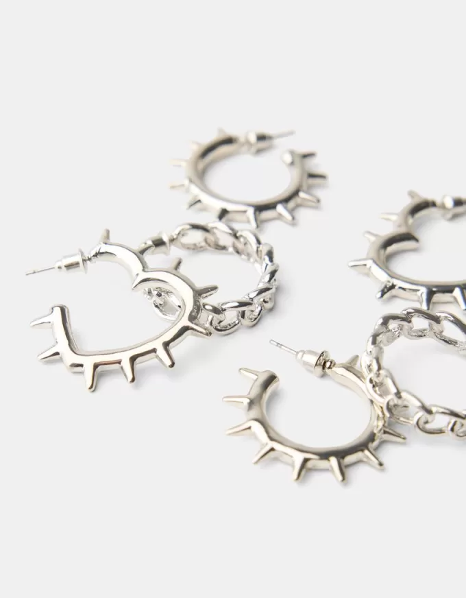 Confezione da 3 orecchini a cerchio grunge