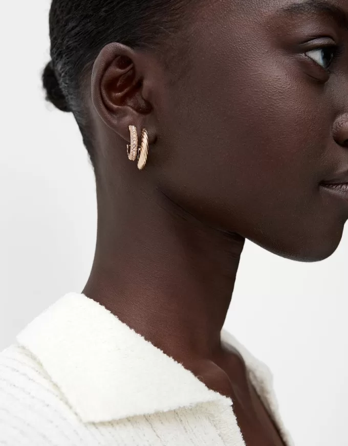 Confezione da 6 orecchini a cerchio con strass