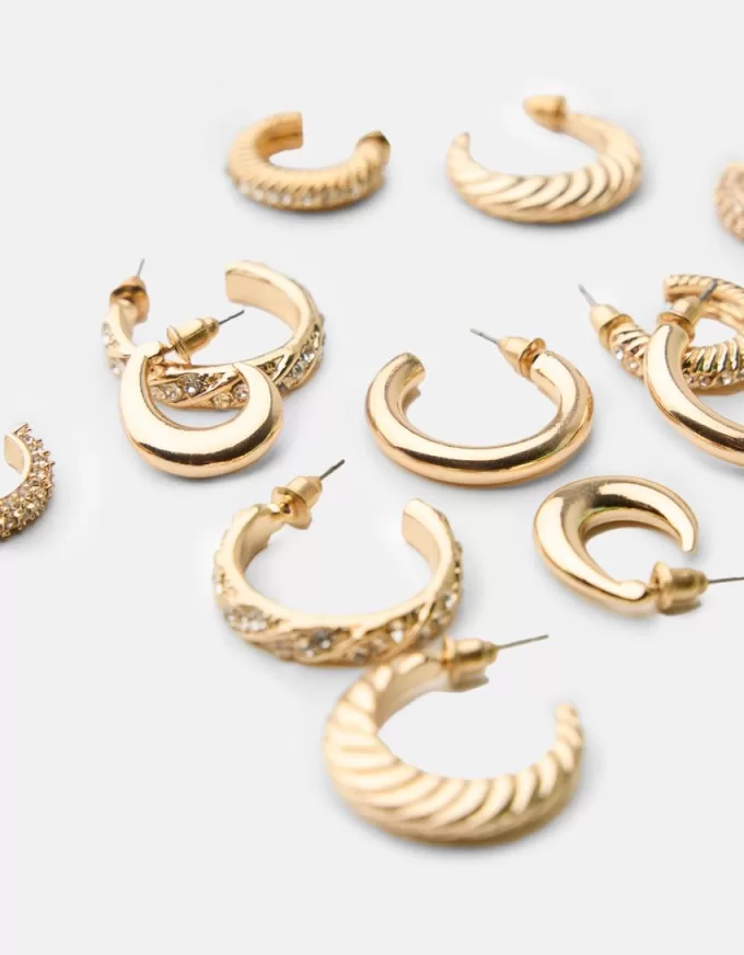 Confezione da 6 orecchini a cerchio con strass