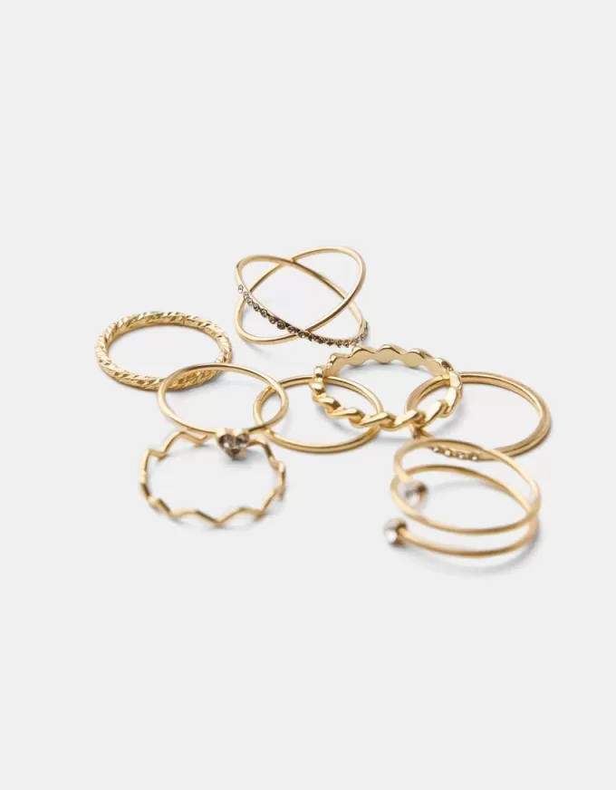 Confezione da 9 anelli di strass